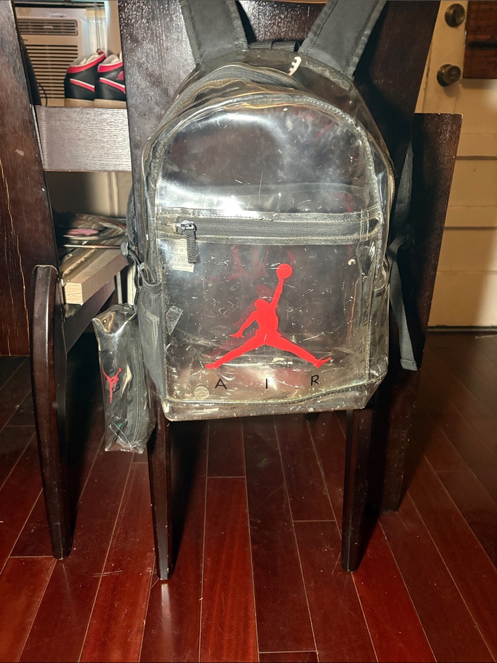 Jordan Clear Backpack with Red Jumpman and Black Trim